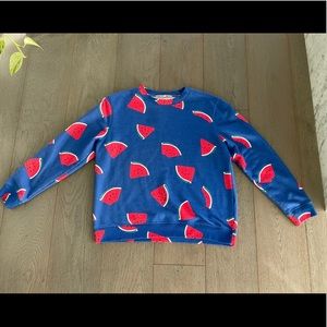 blue sweater with watermelons